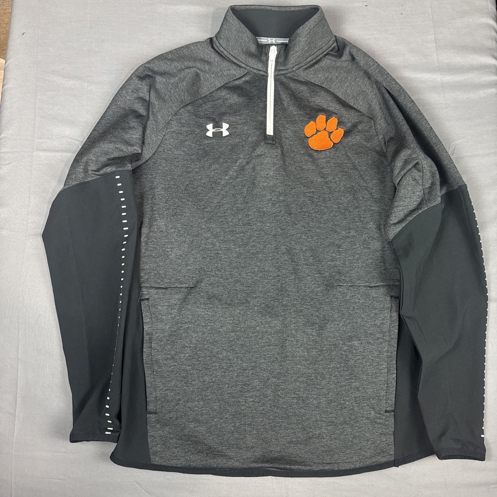 Clemson Tigers UNDER ARMOUR Jacket 1/4 Zip Men's Size Med Black COLD GEAR